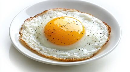 Fried Egg with Slightly Firm Yolk on Plate