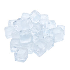 Pile of Refreshing Ice Cubes Ready to Cool Drinks High Quality Isolated Photo