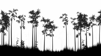Silhouette of a Misty Bamboo Forest: Tranquil Artistic Nature Photography