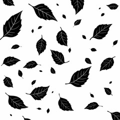 Fototapeta premium Abstract Black and White Leaves Pattern: Minimalist Autumn Foliage Design Background