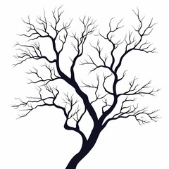 Black Tree Silhouette Illustration: Decorative Minimalist Nature Design Vector