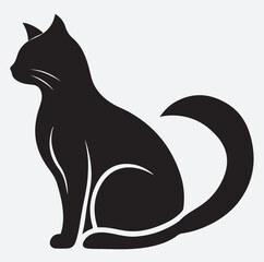 cat logo silhouette vector art illustration, black cat silhouette