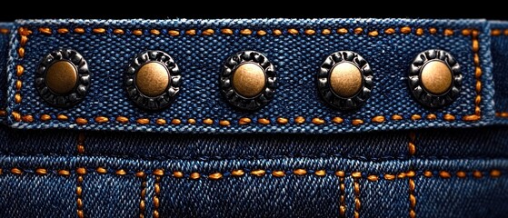 Denim waistband with decorative buttons