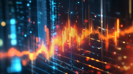 Obraz premium Glowing line chart economic fluctuation forecast investment signal picture