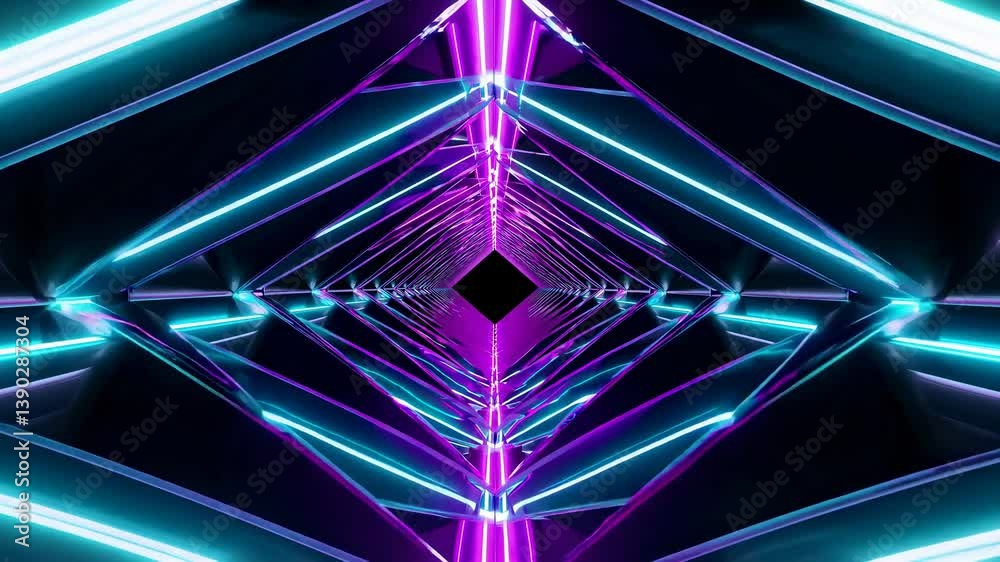 Canvas Prints vibrant neon lights illuminate a futuristic tunnel, creating a mesmerizing spectacle of light and co