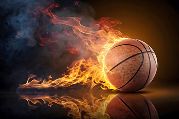 Fototapeta premium Fiery basketball ball illustration for sports background and wallpaper
