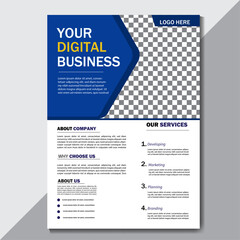 Modern creative and Corporate simple clean template vector flyer design With navy blue and white.