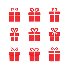 Collection of red gift boxes with various bow designs for special occasions