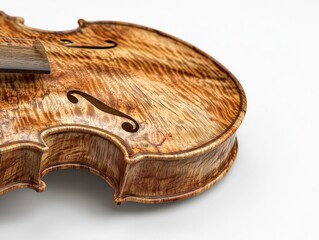 Obraz premium A handcrafted violin with visible wood grain, isolated on white,