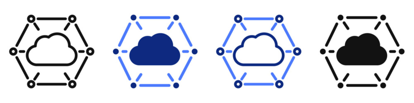Vector icon or logo related to cloud computing technology, AI, machine learning and big data. Symbol for website or app UI, logo design, illustration
