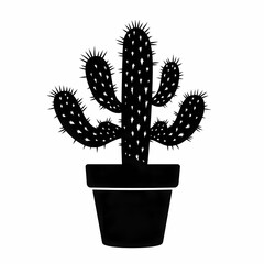 Bold Black Silhouette Cactus Art: Trendy Eco-Friendly Home Office Wall Décor with Minimalist Modern Design