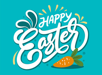 Naklejka premium Happy easter lettering vector graphic illustration