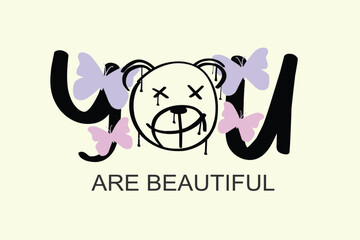 you are beautiful latter vector illustration of an abstract background