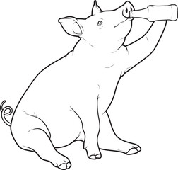 Rat Bottle Beer Animal Vector Graphic Art Illustration