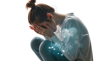 medical concept, double exposure, women's depression, Mental Health Awareness, mental, medicine, stress, copy space,	