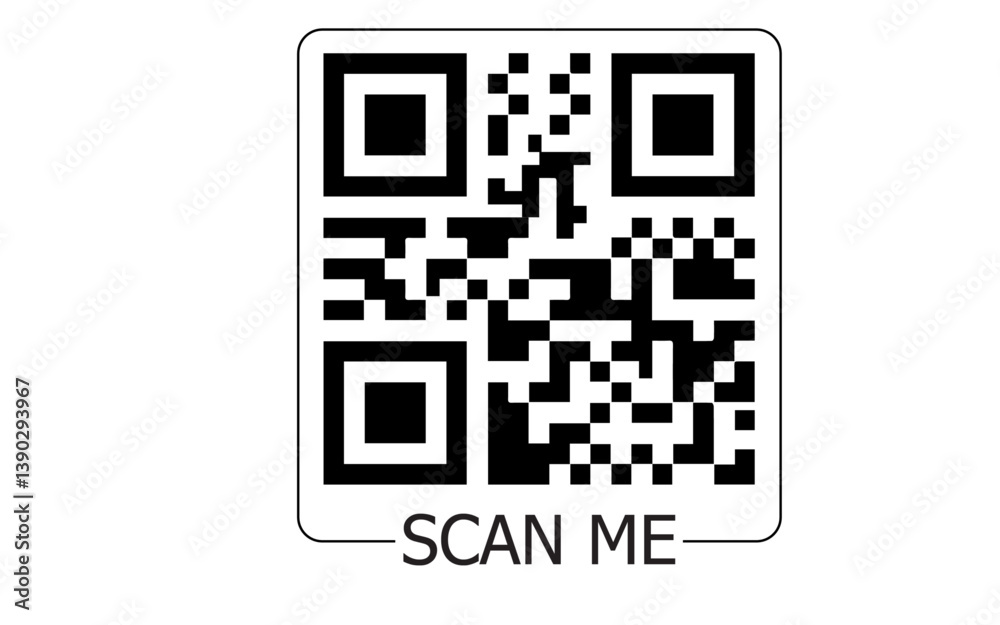 Fototapete qr code scan me label barcode on transparent background, vector qr code image, png qr code image