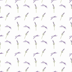Lavender seamless pattern. Provence floral background. Watercolor hand drawn illustration for textile, packaging, home decor.