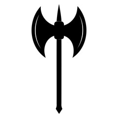 Black Double-Headed Battle-Axe Vector Illustration Isolated on Transparent Background