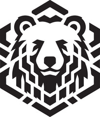 Bear Face Hexagon Logo Vector