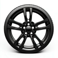  black alloy wheel in white background