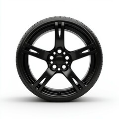 Obraz premium black alloy wheel in white background