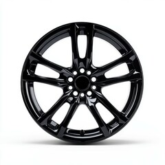 Obraz premium black alloy wheel in white background