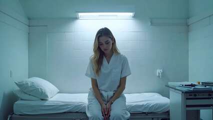 woman in hospital bed