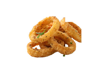 Hand-Breaded Crunchy Onion Rings with Fresh Chive Garnish