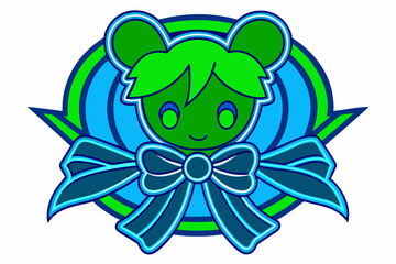 abstract green background with blue ribbon