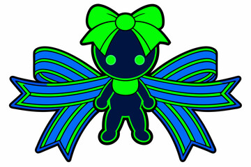 abstract green background with blue ribbon