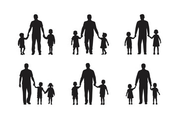 father children vector art silhouette