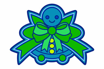 abstract green background with blue ribbon