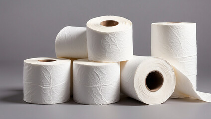 Three Rolls of White Toilet Paper - Essential Household Item for Comfort and Hygiene
