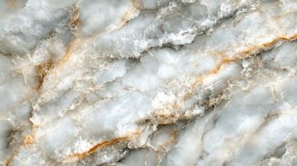 Close-up view of gray and white marble with orange veins. Abstract natural pattern