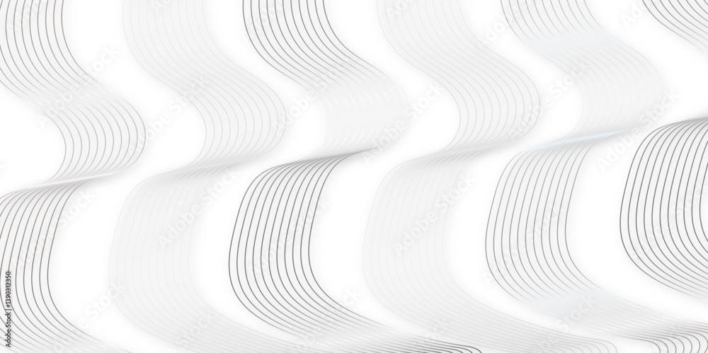 Poster curve wave seamless pattern line texture. abstract white and gray vector wave elegant striped diagon