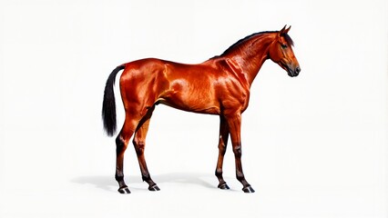 Obraz premium Brown horse standing against white background