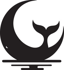 Whale Tail Crescent Moon Logo Vector