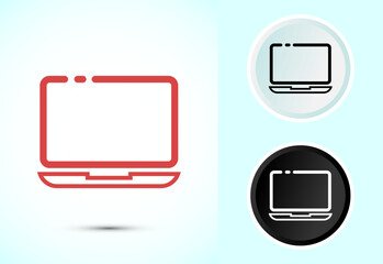 Laptop icon design illustration, computer icon for apps and websites, Color black and white