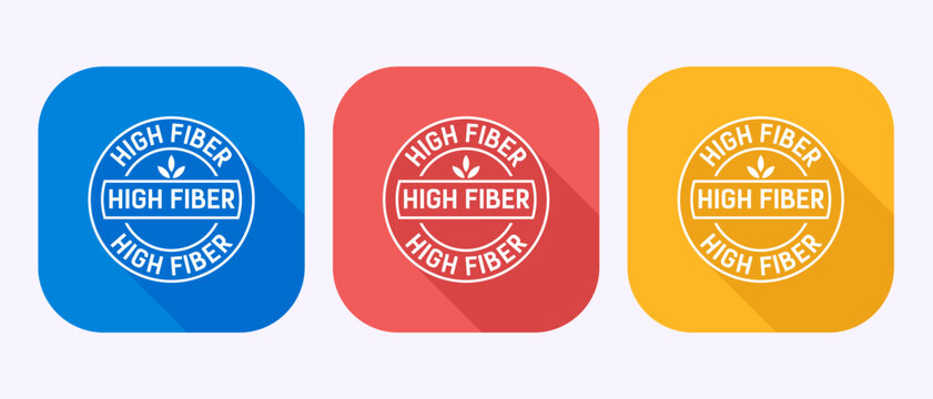 High fiber food icon design illustration. High fiber badge label vector in shadow button design