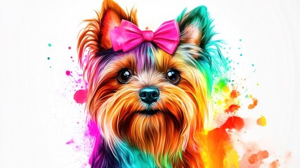 Naklejka premium A Colorful And Artistic Portrait Depicting A Small Dog
