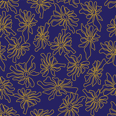 Seamless botanical pattern with outlined flowers on a soft green backdrop. Modern, organic design suitable for textiles and backgrounds. Trendy, minimalist aesthetic.