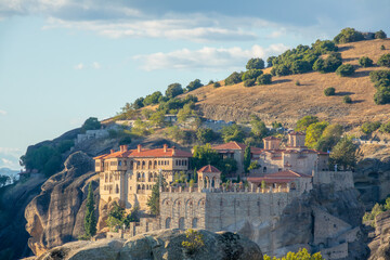 Greek Monastery in Meteora and Blue Sky