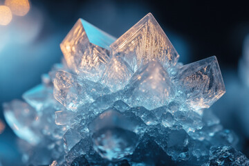 Obraz premium Close-up of crystal on blue background.