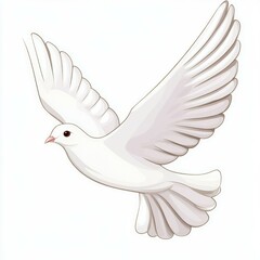 Obraz premium a white dove flying in the sky isolated on white background 