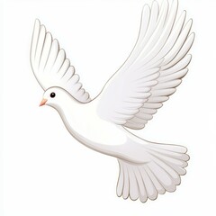 Obraz premium a white dove flying in the sky isolated on white background 