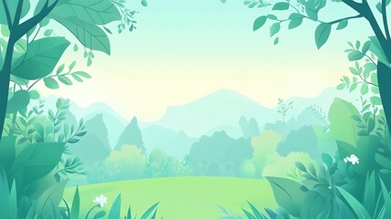 Fototapeta premium Serene landscape view through lush foliage.