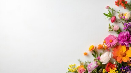 Obraz premium Colorful flower arrangement on white background