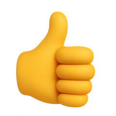 3D thumbs up emoji hand gesture on transparent background