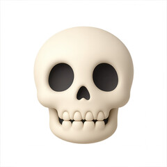 3D skull emoji with hollow eyes and neutral expression on transparent background
