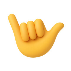 3D yellow hand making call me gesture emoji icon on transparent background